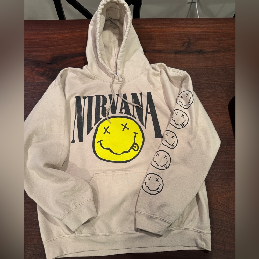 Large cream Nirvana hooded sweatshirt like new